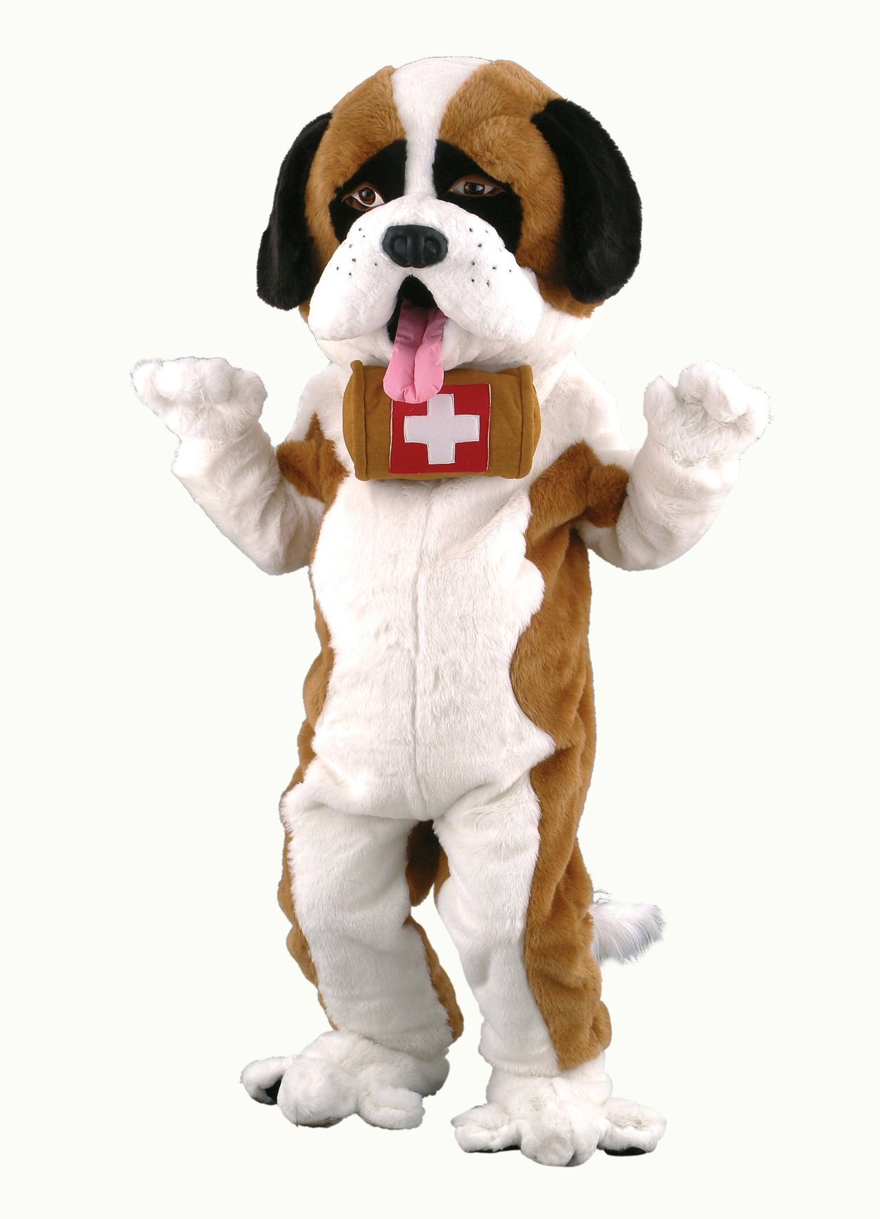 verkouden worden aftrekken bladeren St-Bernard hond mascotte | Mascottepakken.com